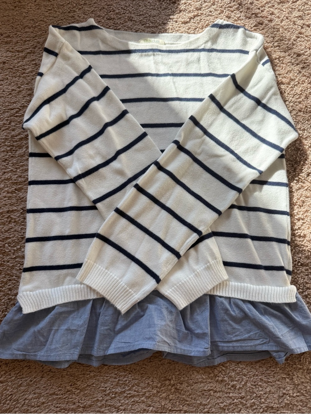 Crewcuts J.Crew Girls Striped Ruffle Hem Sweater | Size 14